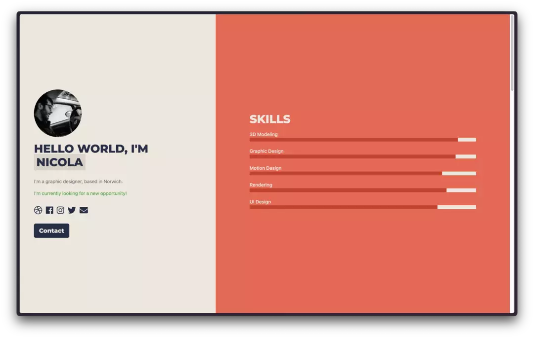 Designer personal portfolio project preview